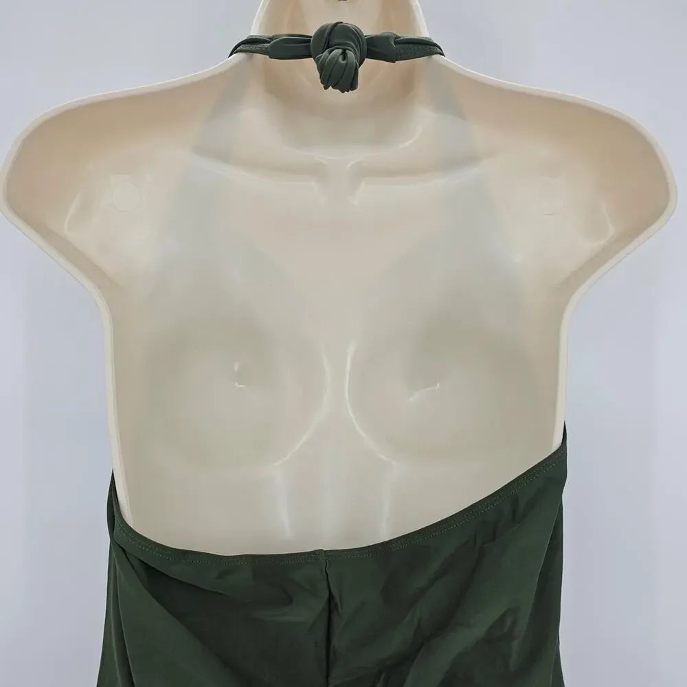 Tempt Me Womans size 6XL Retro Halter Boyleg One Piece Swimsuit Green NWOT
